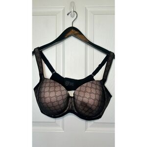 Soma Stunning Support Geo Lace Full Coverage Bra Black Pink 38DDD